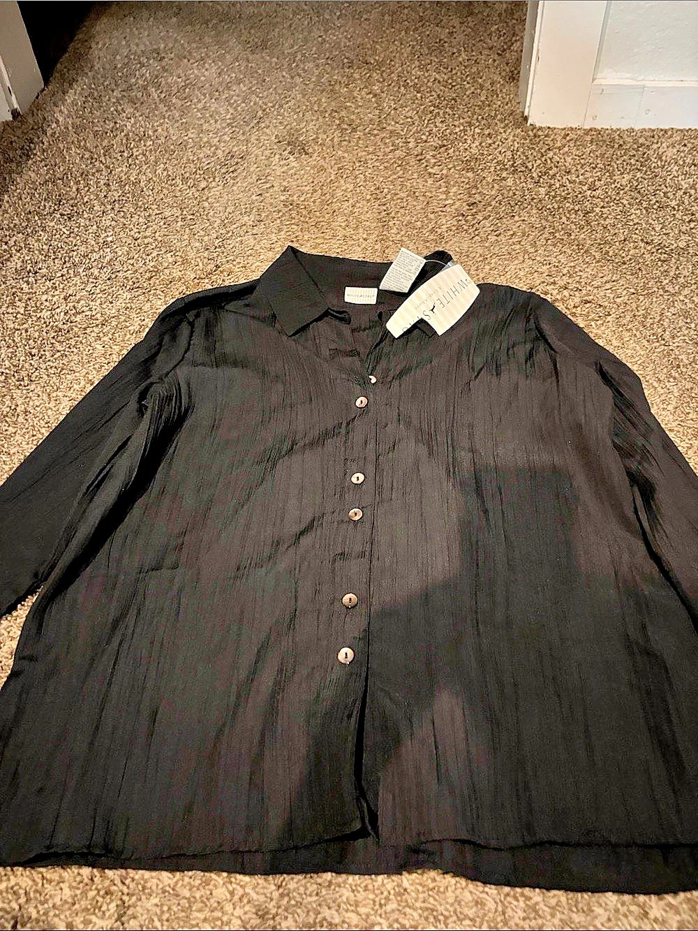 White Stag Button Down Shirt in Black Size Large NWT